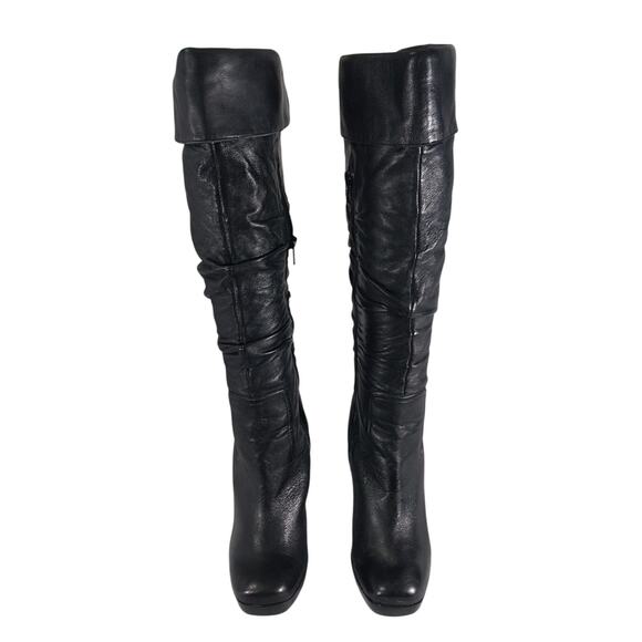 JESSICA SIMPSON! YANA BLACK SUPER SOFT GENUINE LEATHER SCRUNCHY BOOTS! SZ 7.5B - Picture 4 of 13